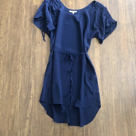 LAmade navy Silk ruched belt Shift Dress Medium NWT - Picture 1 of 16